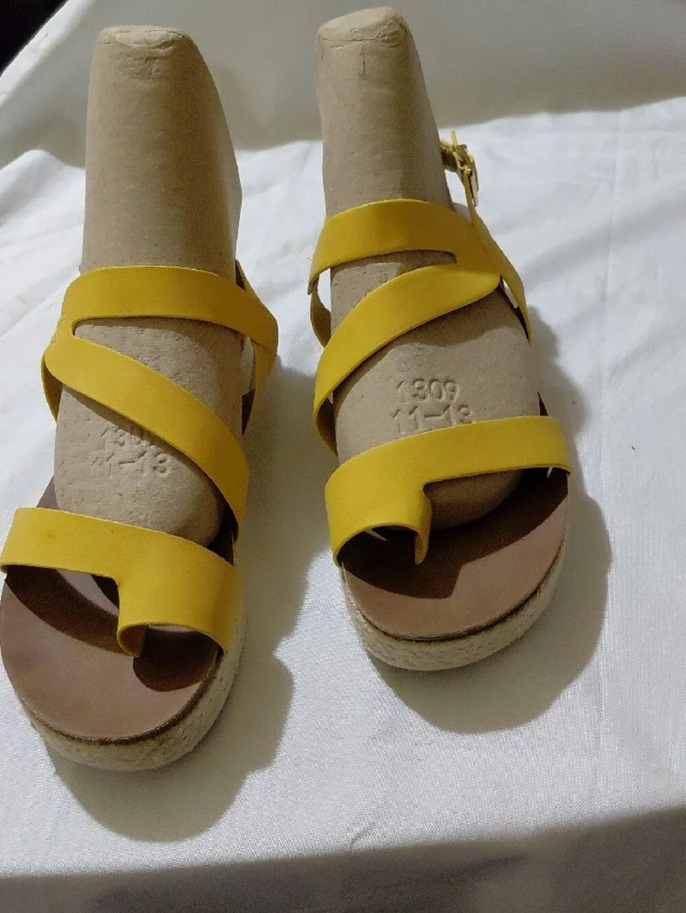 Ladies Yellow Strappy Espadrille Platform Sandals